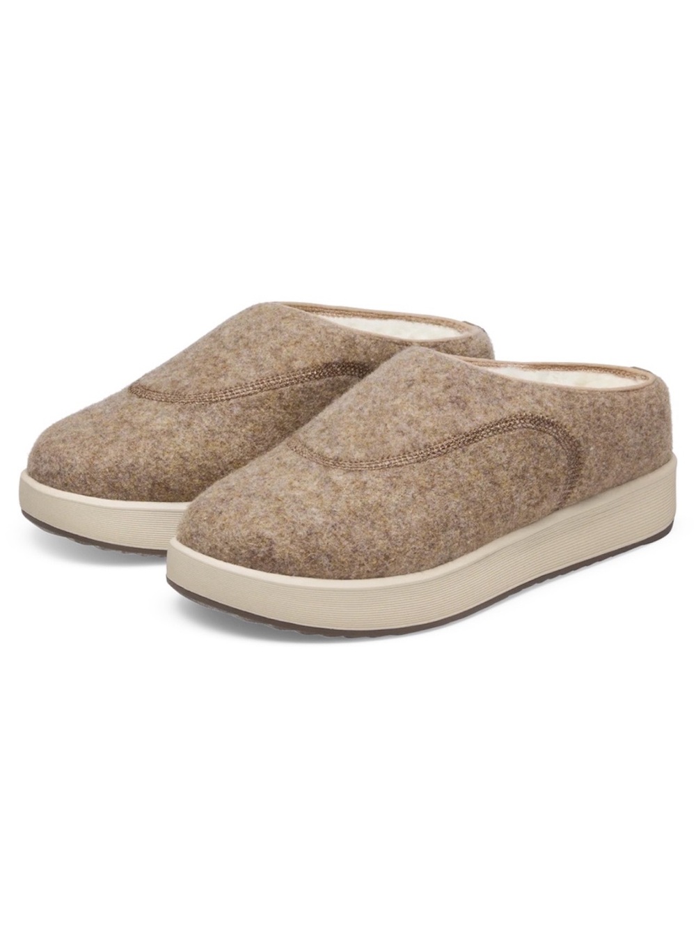 Allbirds Kiwi Wool Dark Camel Tan & White Slip On Clog